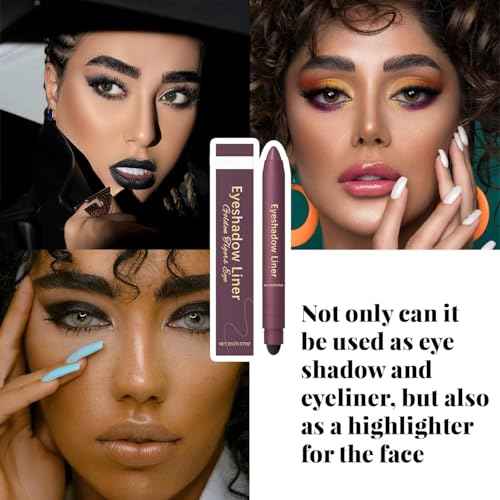Shadow Liner Duo Plum: 2-in-1 Waterproof Eyeliner & Eyeshadow Stick, Smooth & Easy to Apply for Smoky or Natural Looks 6 Colors (2PCS-D)