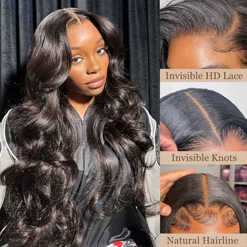 13x4 Lace Frontal Closure Body Wave Ear to Ear Transparent HD Lace Frontal 14 Inch Brazilian Virgin Human Hair Frontal Pre Plucked With Baby Hair Natural Black