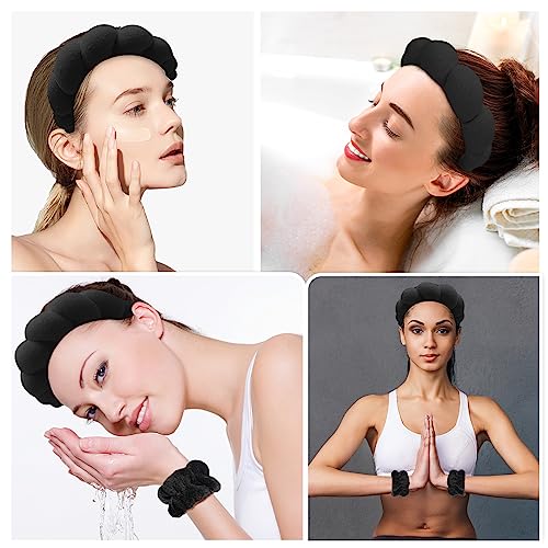 Spa Headband & Wristband Set for Face Washing & Skincare