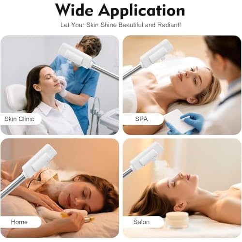 Professional Facial Steamer, Hot Mist Spray & Ozone, LCD Touch Screen & Timer Function, 600CC Large Capcity Water Jag, SPA at Home, White