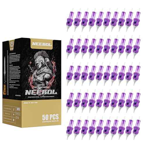 50pcs Neebol Tattoo Cartridge Needles Disposable Assorted Mixed Sizes Tattoo Needles #12 Standard Round Liner 3RL 5RL 7RL 9RL 11RL for Tattoo Pen Machine Permanent Makeup Body Art Tattoo Supplies