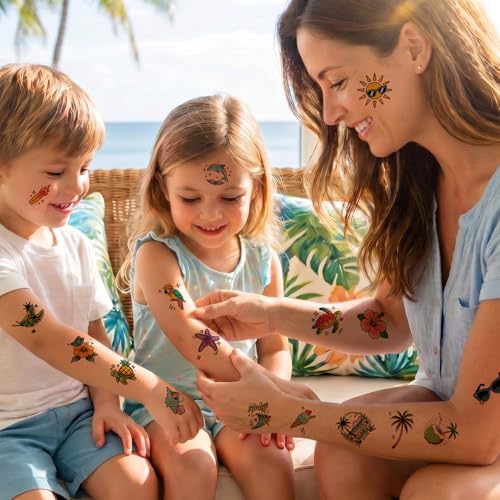 108 PCS Glitter Hawaiian Tattoos – Waterproof Summer Party Fun
