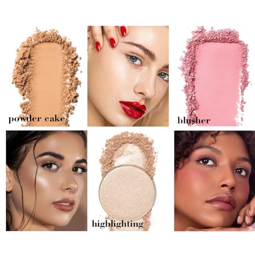 Joyeee 16-Color Blush Contour Highlighter Palette with Brush