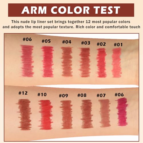 12-Piece Matte Lip Liner Set - Waterproof, Long Lasting