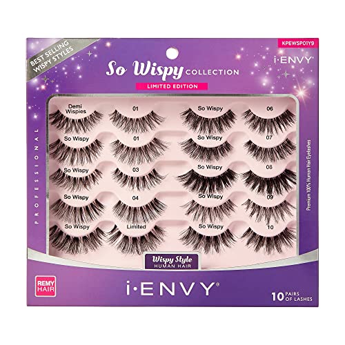 i•ENVY 10 Pairs Wispy Human Hair Eyelashes Multipack