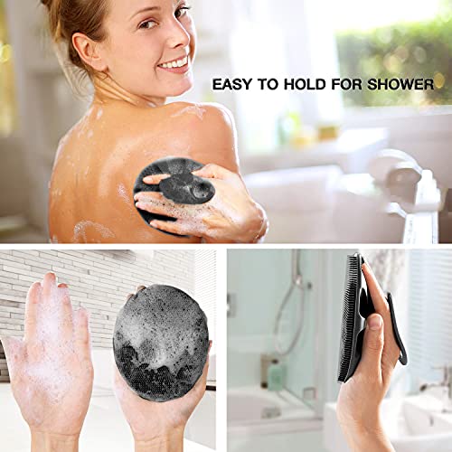 INNERNEED Silicone Body Cleansing Brush with Facial Scrubber, Soft Silicone Shower Scrubber, Gentle Exfoliating Brush, Promotes Blood Circulation, Relieves Stress