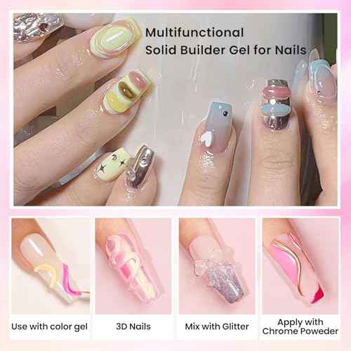 Solid Builder Gel For Nails, Clear, Nail Art for 3D Sculpting Gel Sock Off UV LED with Silicone Mold Salon DIY at Home,16g/0.56oz