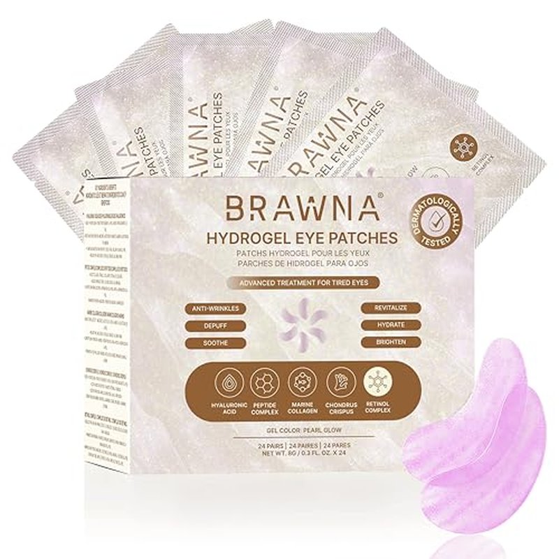 BRAWNA Hydrogel Under Eye Patches - 24 Pairs with Retinol & Hyaluronic Acid