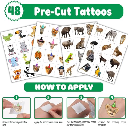 Jungle Party Favors Set - 72pc Tattoos & Slap Bracelets
