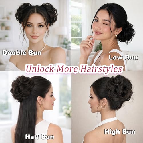 Messy Bun Hair Piece Scrunchie - Dark Brown Synthetic Hair Extension