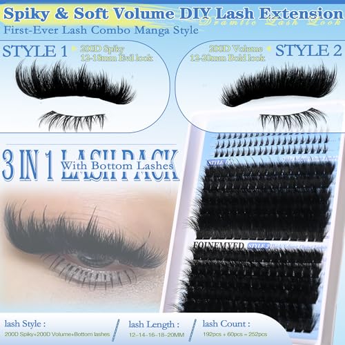 Manga Spiky Lash Clusters 12-20mm with Bottom Lashes