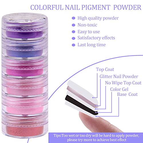 Duufin 36 Colors Nail Pigment Powder Gel Acrylic Nails Art Pigments Colorful Luminous Powder Iridescent Glitter Pearlescent High-Gloss Halo Powder for Nail Art, Body and Crafts