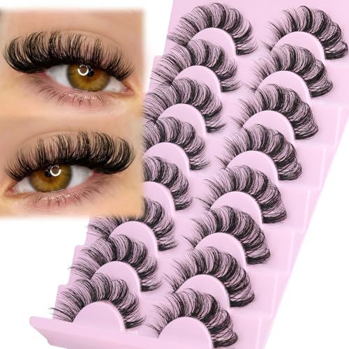 Yawamica Russian Volume 3D Wispy Lashes D Curl 8 Pairs