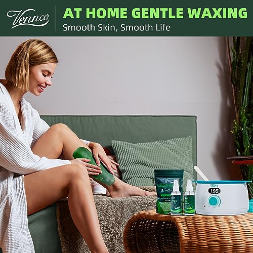 Waxing Kit for Women Men - Premium Digital Wax Melt Warmer Kit for Sensitive Skin Coarse Hair Removal - 14oz Hard Wax Beads & Silicone Liner - for Bikini Brazilian Body Face Leg - Home Wax Kit