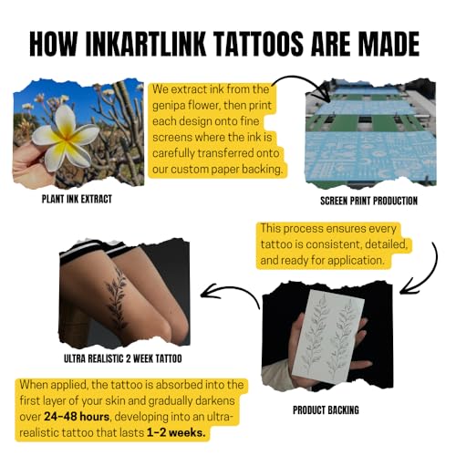 Semi-Permanent Tattoos - 2 Sheets Waterproof Realistic Design