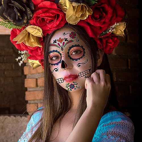 Day of the Dead Temporary Face Tattoos - 10 Sheet Kit