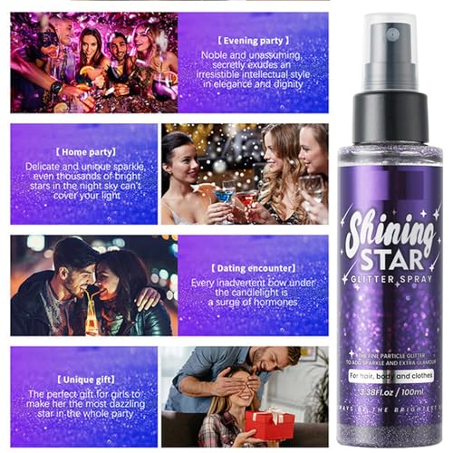 Body Glitter Spray 100ml - Long Lasting Shimmer for Face & Body