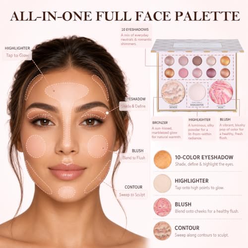 13-in-1 Baked Makeup Palette with Eyeshadow, Blush, Bronzer & Highlighter