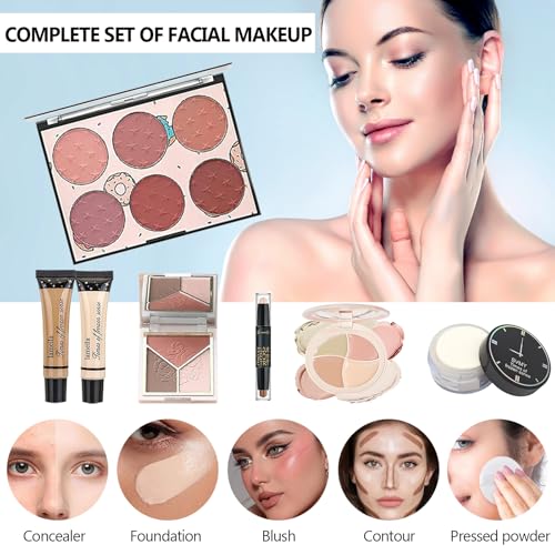 37-Piece Makeup Kit for Women - Full Face Set with Eyeshadow & Brushes
