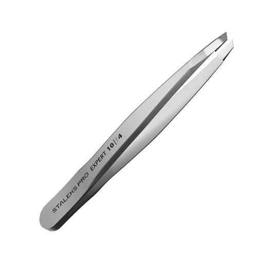 Staleks Pro Eyebrows Tweezers for Women - Bevel Tip Precise Tweezers for Eyebrow Shaping and Ingrown Hair Removal: Stainless Steel Tool for Professionals Type 4 TE-10/4