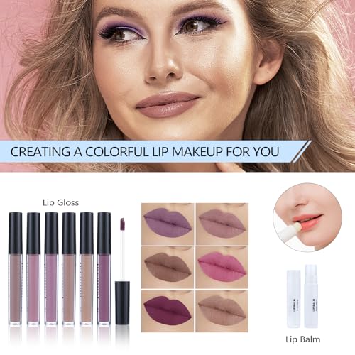 Moobirlet Makeup Gift Set for Girls Teens & Women, C01612 - Eyeshadow, Lip Gloss, Brushes, Travel Kit