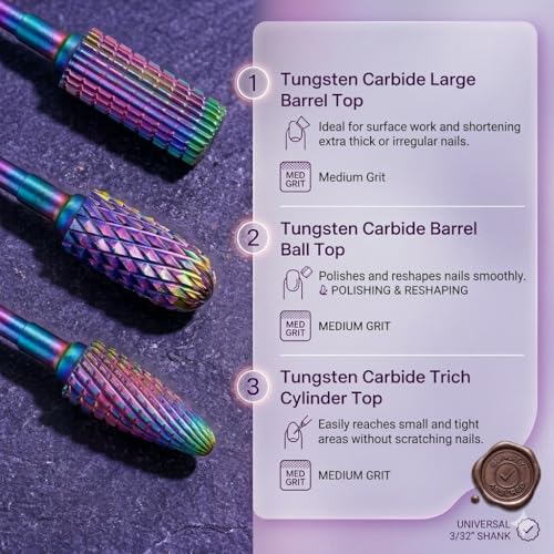 30-Piece Nail Drill Bits Set - Carbide & Ceramic for Manicure & Pedicure
