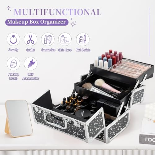 Leeora&Leekoo Makeup Train Case - 2 Trays Organizer Box