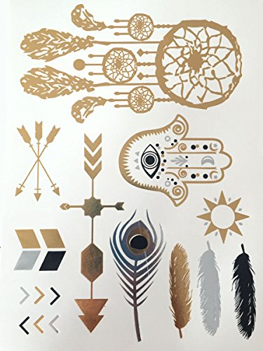 Gold & Silver Metallic Temporary Tattoos - 10 Sheet Set