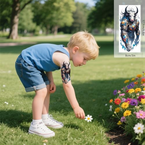 VERKSTAD 12 Sheet Half Sleeve Animal Temporary Tattoos for Kids