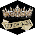 Birthday Queen Sash and Crown Set for Women - Gold Tiara & Sash