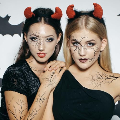 winthrop 8 Sheets Halloween Vein Temporary Tattoos, Large Size Crack Scar Fake Tattoos, Realistic Branch & Vein Style Waterproof Tattoos for Halloween Costume Makeup, Cosplay&Party Supplies