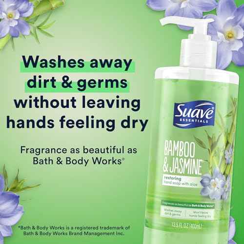 Suave Hand Soap, Bamboo & Jasmine + Eucalyptus & Orchid Variety 2-Pack ??Fresh Hand Wash with Essential Oils & Moisturizers, 13.5 Oz Ea