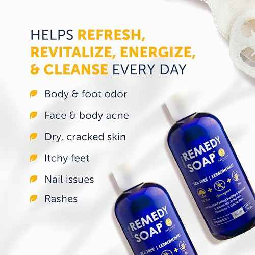 Truremedy Naturals Tea Tree Oil & Lemongrass Body Wash ? 12 oz Natural Antifungal Shower Gel for Skin Irritations ? Organic Oils, No Sulfates ? Refreshing, Moisturizing Soap for Men & Women