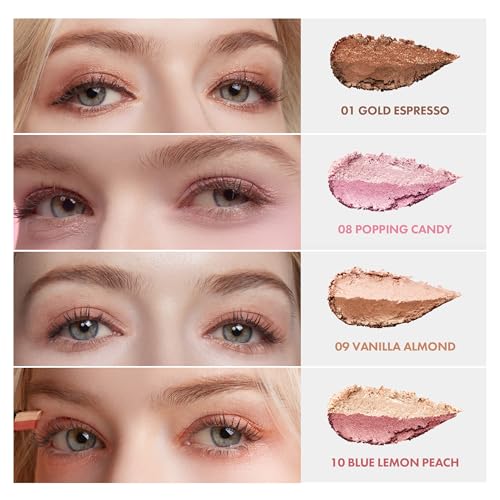 Blanc Double Shadow Stick - 48HR Long Lasting Dual-Tone Eye Shadow Pencil - Combines Glitter w/Soft Matte or Shimmer - Waterproof & Smudge-Proof Eyeshadow Makeup 0.05 oz (#01 Gold-Espresso)