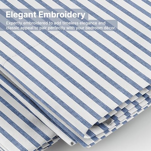 Twin 4 Piece Sheet Set - Breathable & Cooling Bed Sheets - Hotel Luxury Bed Sheets for Women, Men, Kids & Teens - Bedding w/ Deep Pockets & Easy Fit - Soft & Wrinkle Free - Twin Blue Stripes Sheets