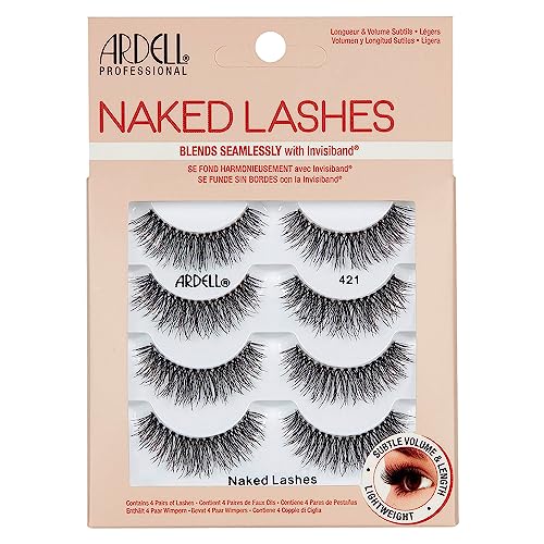 Ardell Naked Lashes 421 Natural Look False Eyelashes, 4 Pairs Pack