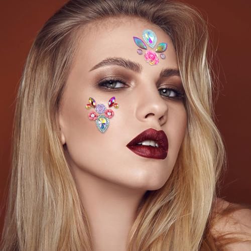 Face Gems Rhinestone Stickers Self-Adhesive Forehead Decals
