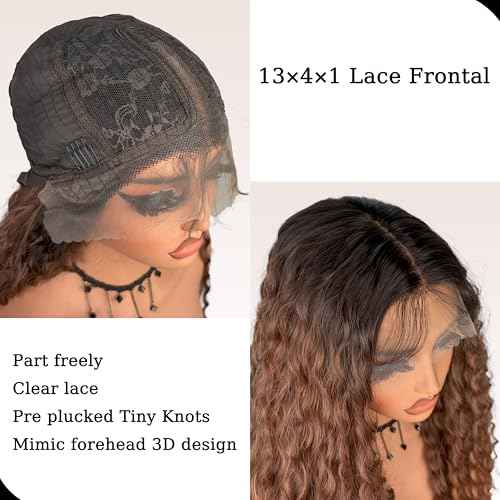 ZadaBelly 32 Inch Long Deep Curly Wavy Lace Front Synthetic Wig 13x4 T part HD Transparent Glueless Lace wig Heat Resistant Fiber Pre Plucked Hairline with Baby Hair for Women