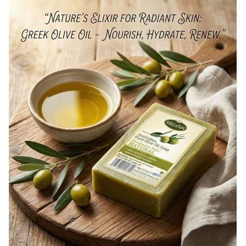 Kalliston, Natural Soap, Extra Virgin Olive Oil Soap Bars, Fragrance Free, All Natural for Smooth Skin, Hypoallergenic, Cruelty Free, Handcrafted in Crete, Greece, Pack of 4