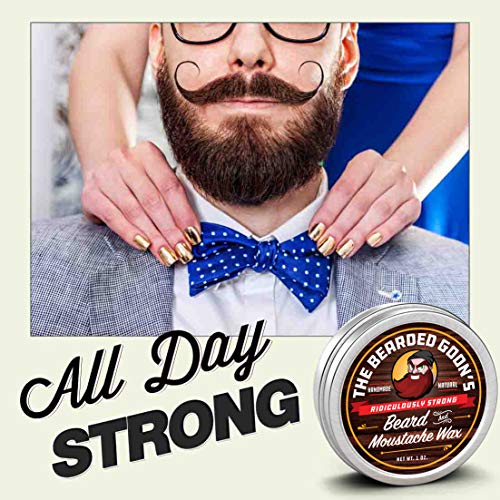 Ridiculously Strong Mustache and Beard Wax (2 Tins) - 100% Natural, All-Day Styling Control with Ultra-Strong Hold, 1 oz. each¡¦