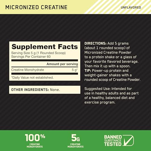 Optimum Nutrition Micronized Creatine Monohydrate 5g