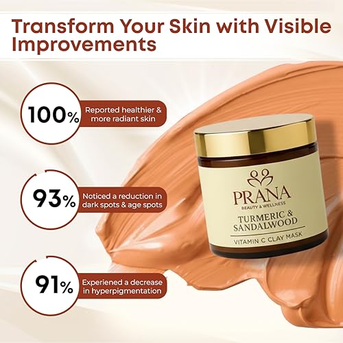 PRANA Sandalwood & Turmeric Face Mask - Natural Cleansing Facial Mask with Ayurvedic Ingredients - Bentonite & Kaolin Clay Mask - Brightening, Hydrating, Anti-Aging - Vegan & Cruelty-Free Mask (110ml)