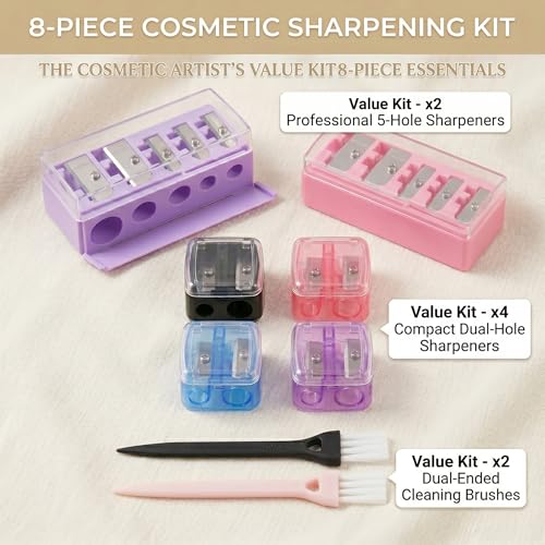 Yivioep Makeup Pencil Sharpener Kit for Slim to Jumbo Eyeliners & Lip Liners