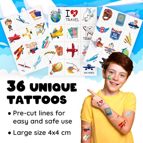 Airplane Party Favors Set - 24 Slap Bracelets & 36 Tattoos