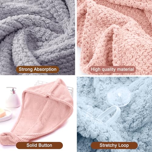 Microfiber Hair Towel Wrap – 3 Pack Quick Dry Turban