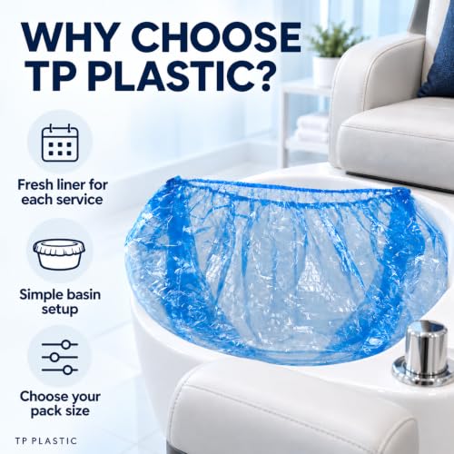 Disposable Pedicure Liners for Feet 48x48 in Blue, 400 Pack - TP Plastic