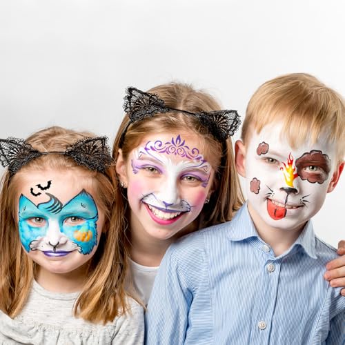46pcs Face Paint Stencils Set – Reusable Halloween Makeup Templates