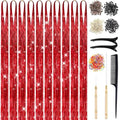 CHENZI Red 48 Inch Hair Tinsel Extensions Fairy Hair Kit for Vibrant Hairstyles
