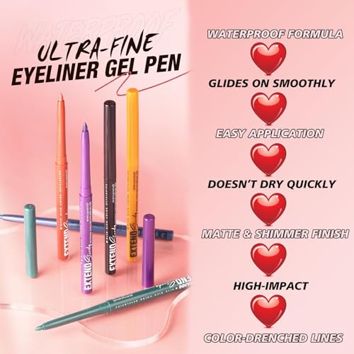 Waterproof Retractable Cream Eyeliner, 12-Hour Long-Lasting, 12 Shades