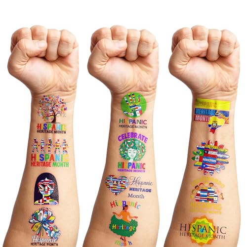 100 PCS Hispanic Heritage Temporary Tattoos - Latino Culture